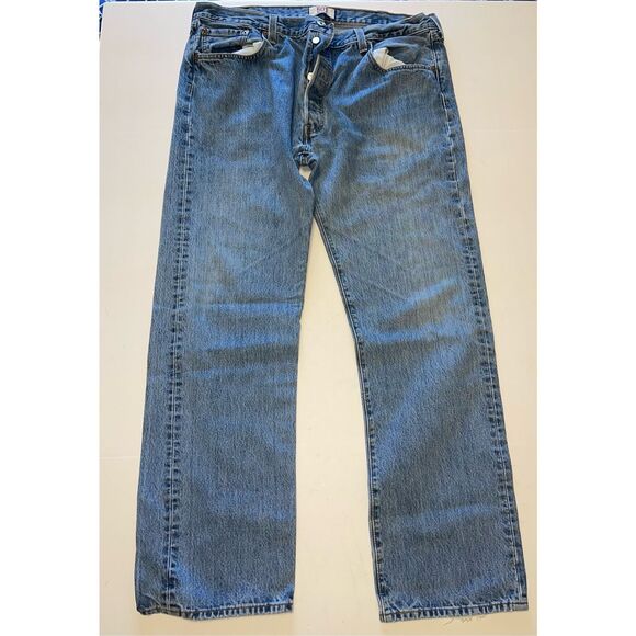 Vintage Levis 501 Jeans Mens 40x34 Blue Denim Pants Button Fly Y2K Washout Faded - Picture 1 of 9